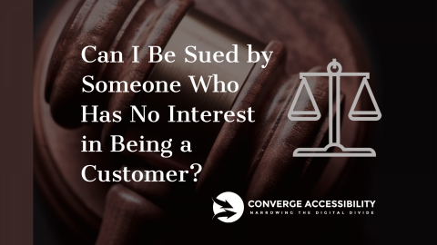 Background Image with Text "Can I Be Sued by Someone Who Has No Interest in Being a Customer"?