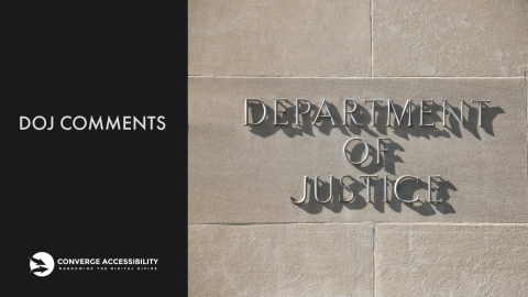 Background image with text "DOJ Comments"