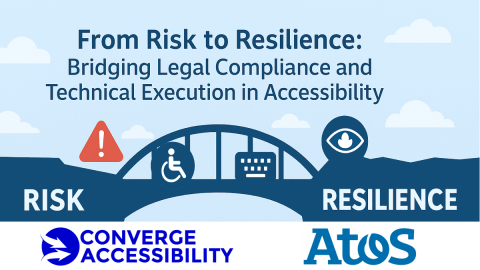 "From Risk to Resilience: Bridging Legal Compliance and Technical Execution in Accessibility" with logos for Converge and Atos