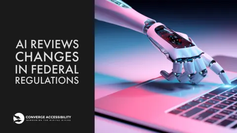 Background image with text AI Reviews Changes in Federal Regulations